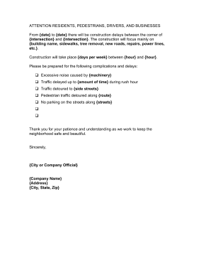 Construction Delay Letter Business Form Template
