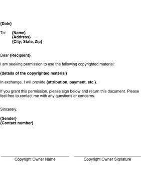 Copyrighted Material Request Business Form Template