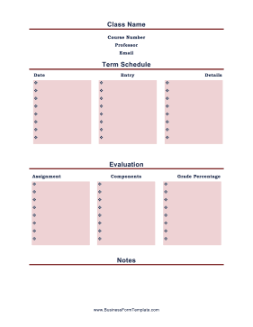 Course Syllabus Business Form Template