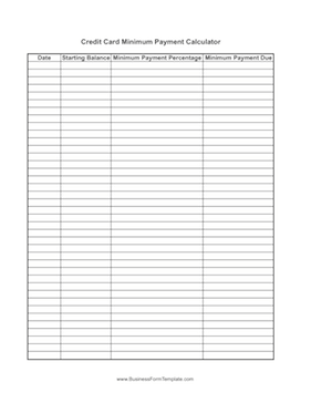 Credit Card Minimum Payment Business Form Template