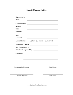 Credit Change Notice Business Form Template