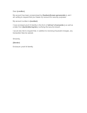 Credit Freeze Security Letter Business Form Template