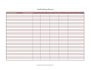 Credit History Record Business Form Template
