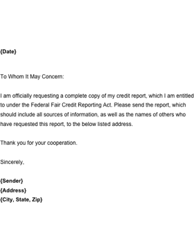 Request for Credit Report Business Form Template