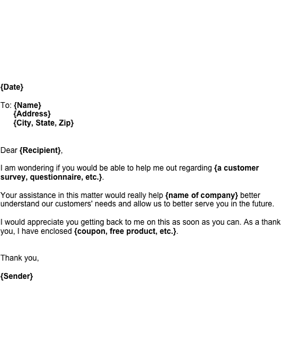 Customer Survey Request Business Form Template
