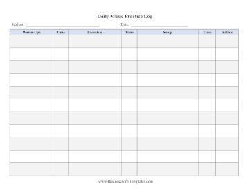 Daily Music Practice Log Business Form Template