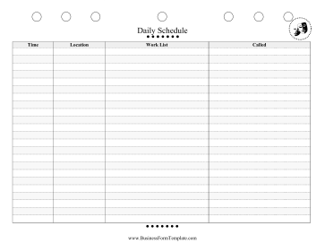 Daily Schedule Business Form Template