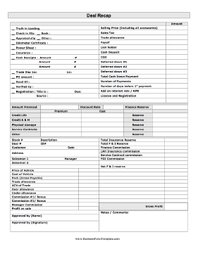 Deal Recap Business Form Template