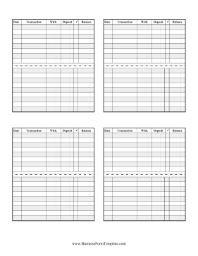 Debit Register Wallet Business Form Template