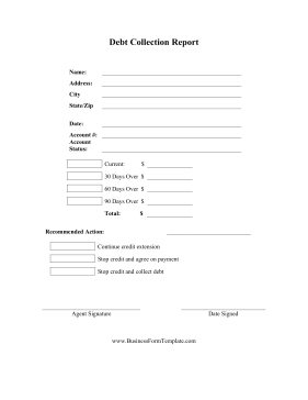 Debt Collection Report Business Form Template