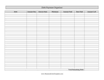 Debt Payment Organizer Business Form Template