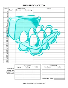 Detailed Egg Production Record Business Form Template