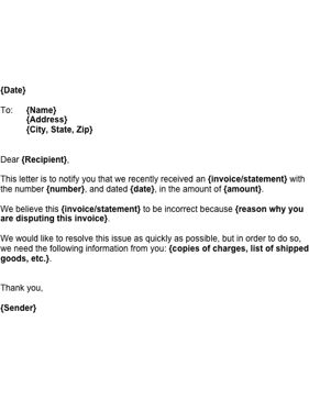 Request for Disputed Invoice Information Business Form Template