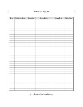 Donation Record Business Form Template