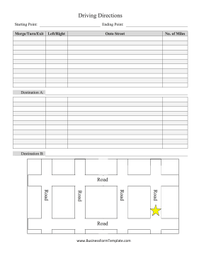 Driving Directions With Map Business Form Template