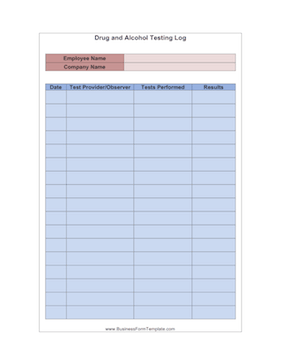 Drug and Alcohol Testing Individual Business Form Template