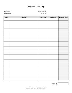 Elapsed Time Log Business Form Template