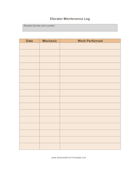 Elevator Maintenance Business Form Template