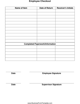 Employee Checkout Business Form Template