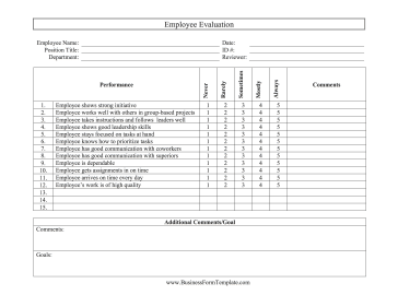 Employee Evaluation Business Form Template