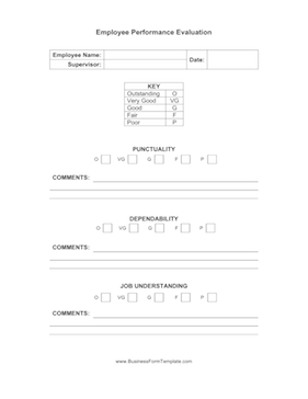 Employee Performance Evaluation Business Form Template