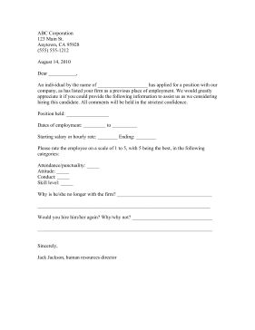 Employee Reference Request Business Form Template