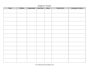 Employee Tracker Business Form Template