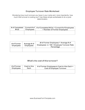Employee Turnover Rate Business Form Template