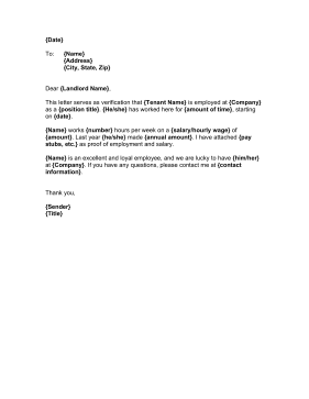 Employment Verification Letter Business Form Template