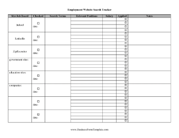 Employment Website Search Tracker Business Form Template