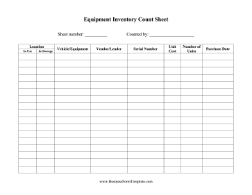 Equipment Inventory Business Form Template