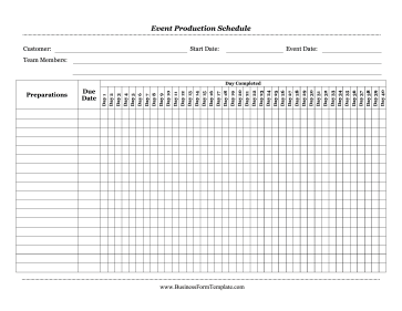 Event Production Schedule Business Form Template