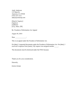 FOIA Request Appeal Business Form Template