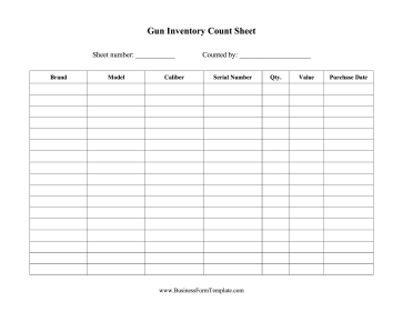 Firearm Inventory Business Form Template