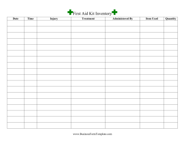 First Aid Inventory Business Form Template