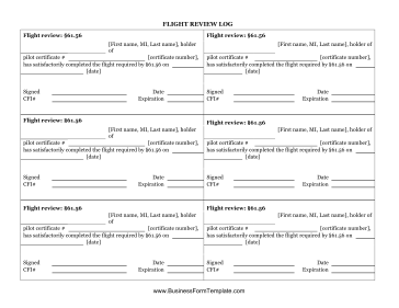 Flight Review Log Business Form Template