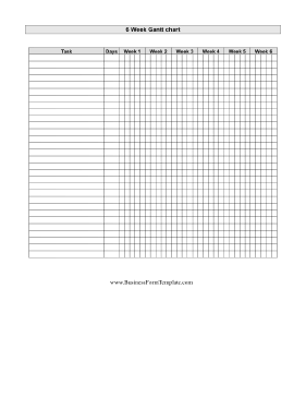 Gantt Chart Six Weeks Business Form Template