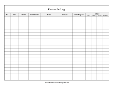 Geocache Log Business Form Template