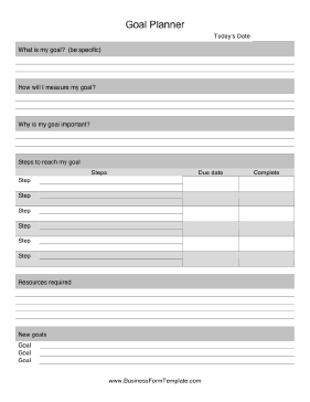 Goal Planner Business Form Template