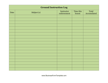 Ground Instruction Log Business Form Template