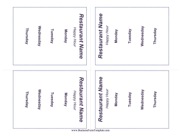 Happy Hour Table Cards Business Form Template