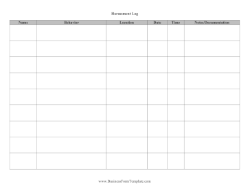 Harassment Log Business Form Template
