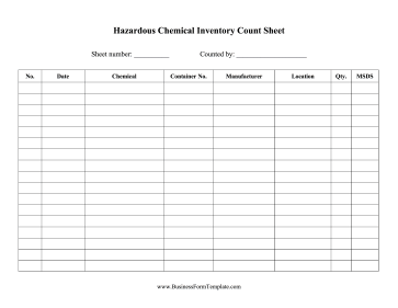 Hazardous Chemical Inventory Business Form Template