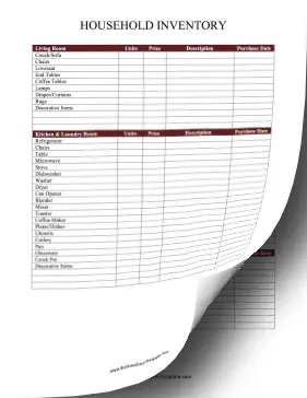 Household Inventory Card Business Form Template