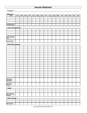 Income Statement Business Form Template