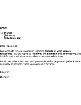 Information Request Business Form Template