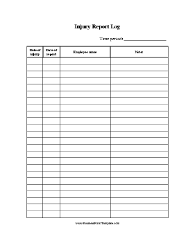 Injury Report Record Business Form Template