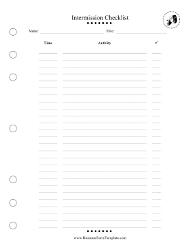 Intermission Checklist Business Form Template