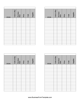 Inventory Cards Management System — BW Business Form Template