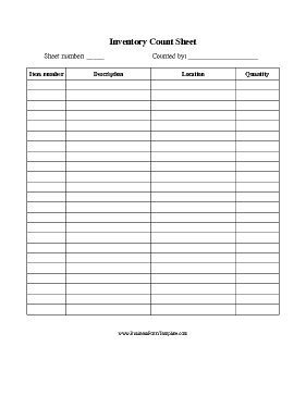 Inventory Count Sheet Business Form Template